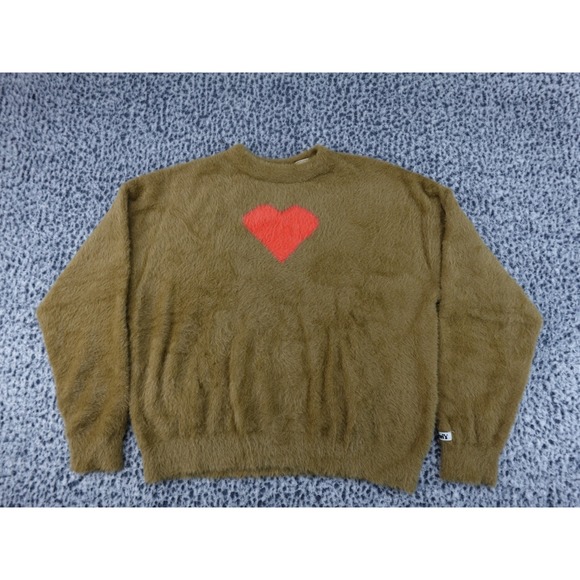Levi's Sweaters - Levi's Heart Fuzzy Knit Sweater Womens Medium Olive Brown Good A3237-0001